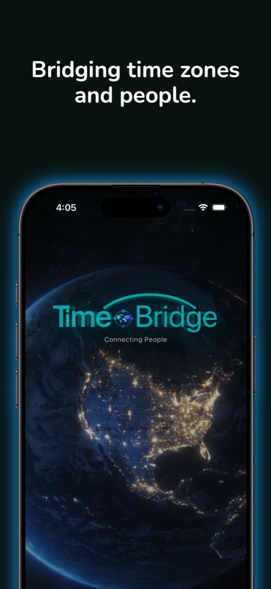 Time Bridge splash screen with Connecting People tagline